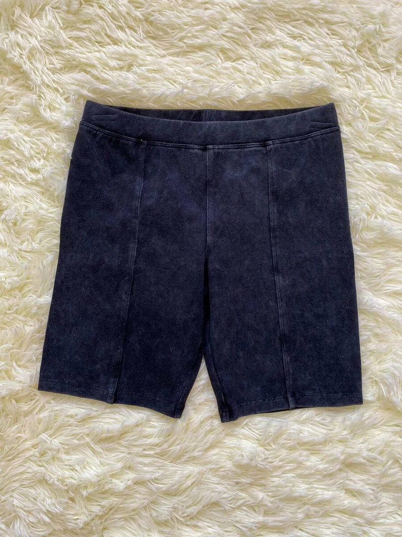 Promo ❤️ Paper Flower Black Wash Biker Short Clearance ✔️ 3 Paper Flower Black Wash Biker Short Clearance