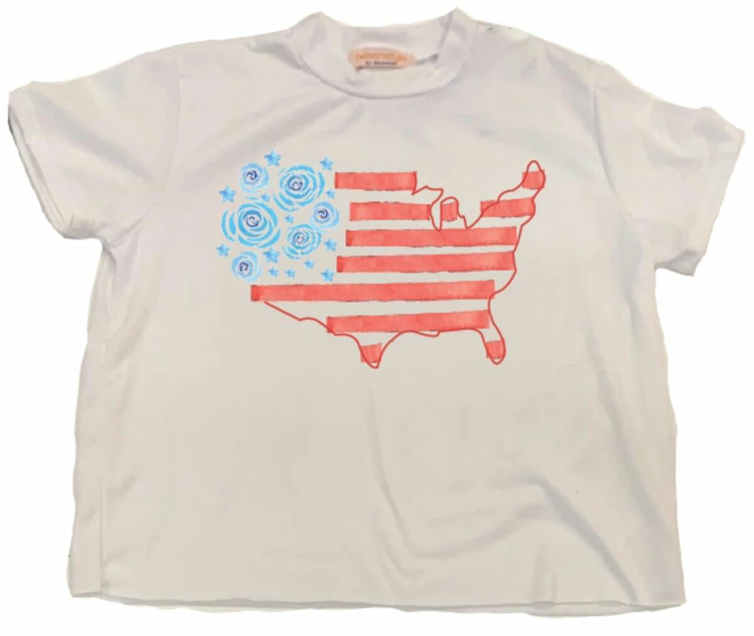 Best Sale 🎁 Girls Tween Style Pretty USA Jersey Tee ⭐ 3 Girls Tween Style Pretty USA Jersey Tee