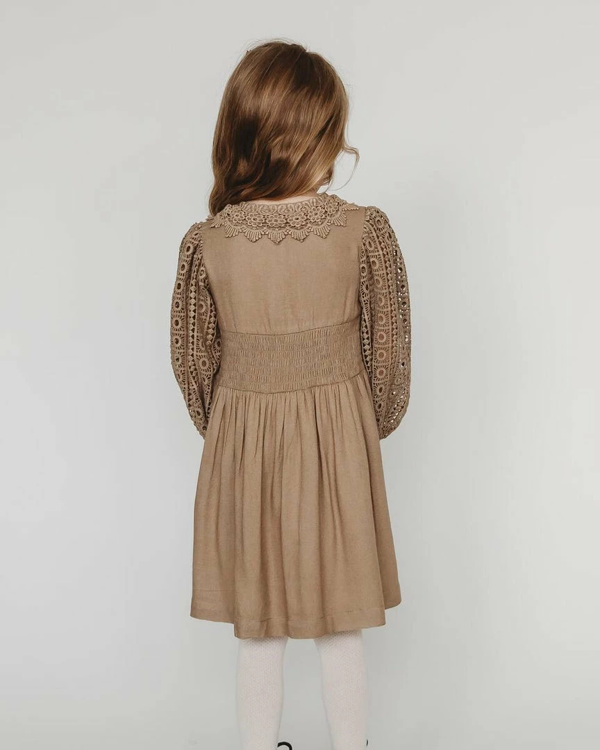 Promo π₯° Ren & Rouge Smocked Waist Lace Sleeve π Dress π§ Girls π 5 Ren & Rouge Smocked Waist Lace Sleeve Dress Girls