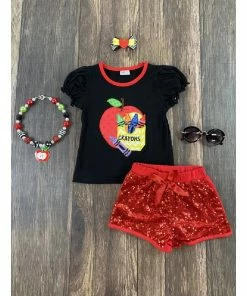 Girls Honeydew Sequin Back To School Short Set