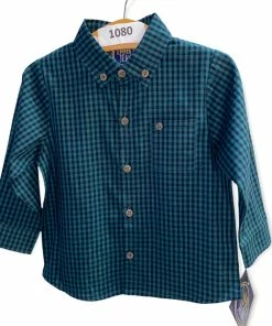 Emma Jean Kids Emma Jean Green & Navy Gingham Button Down Shirt Boys