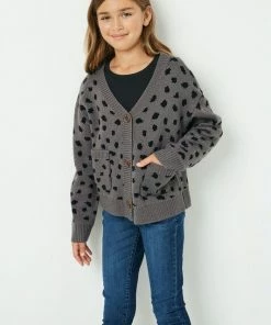 Hayden Front Pocket Animal Print Cardigan Tween