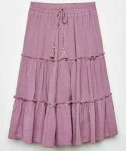 Tween Hayden Tassel Gauze Midi Skirt