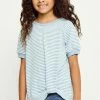 Tween Hayden Blue Stripe Tuck Hem Tee