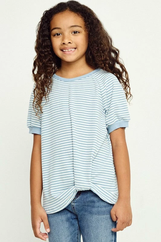 New π₯° Tween Hayden Blue Stripe Tuck Hem Tee π 3 Tween Hayden Blue Stripe Tuck Hem Tee
