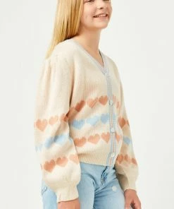 Hayden Heart Stripe Cardigan Tween