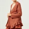 Tween Hayden Waffle Ruffle Hem Cardigan