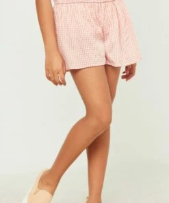 Hayden Check Smock Waist Shorts Tween