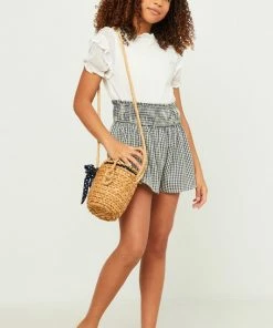 Hayden Check Smock Waist Shorts Tween