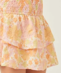 Hayden Textured Floral Smock Waist Skirt Tween