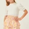 Hayden Textured Floral Smock Waist Skirt Tween