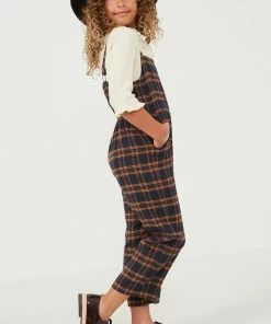 Tween Hayden Brushed Plaid Overall