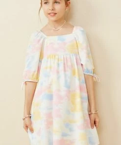 Hayden Cloudy Tie Dye Print Dress
