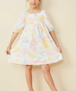 Hayden Cloudy Tie Dye Print Dress