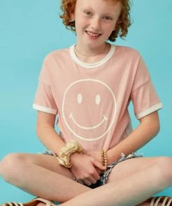 Tween Hayden Smiley Face Pink Tee