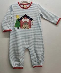 Banana Split Christmas Puppy Boys Romper