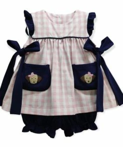 Banana Split Puppies Check Bloomer Set Girls