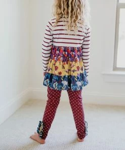 Girls Adorable Sweetness Winter Maroon Ruffle Pant Set