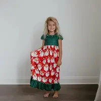 Oopsie Daisy Green Check Santa Pajamas Lounge Gown