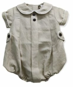 Banana Split Khaki Linen Bubble Baby Clothes