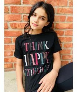 Paper Flower Think Happy Thoughts Shirt Tween