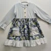 Girls Banana Split Blue Paisley Pocket Dress