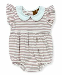 Millie Jay Rose Stripe Flutter Sleeve Bubble Baby Clothes