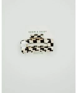 Denim & Daisy Checkerboard Claw Clip