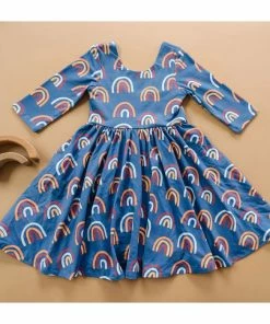 Ollie Jay Autumn Navy Rainbow Dress Girls