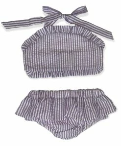 Girls Millie Jay Seersucker 2 Piece Ruffle Swimsuit
