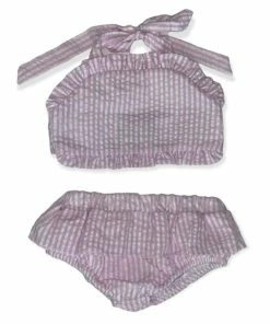 Girls Millie Jay Seersucker 2 Piece Ruffle Swimsuit