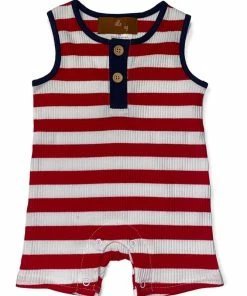 Boys Millie Jay Red Stripe Nolan Romper