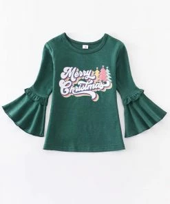 Honeydew Merry Christmas Green Flare Top