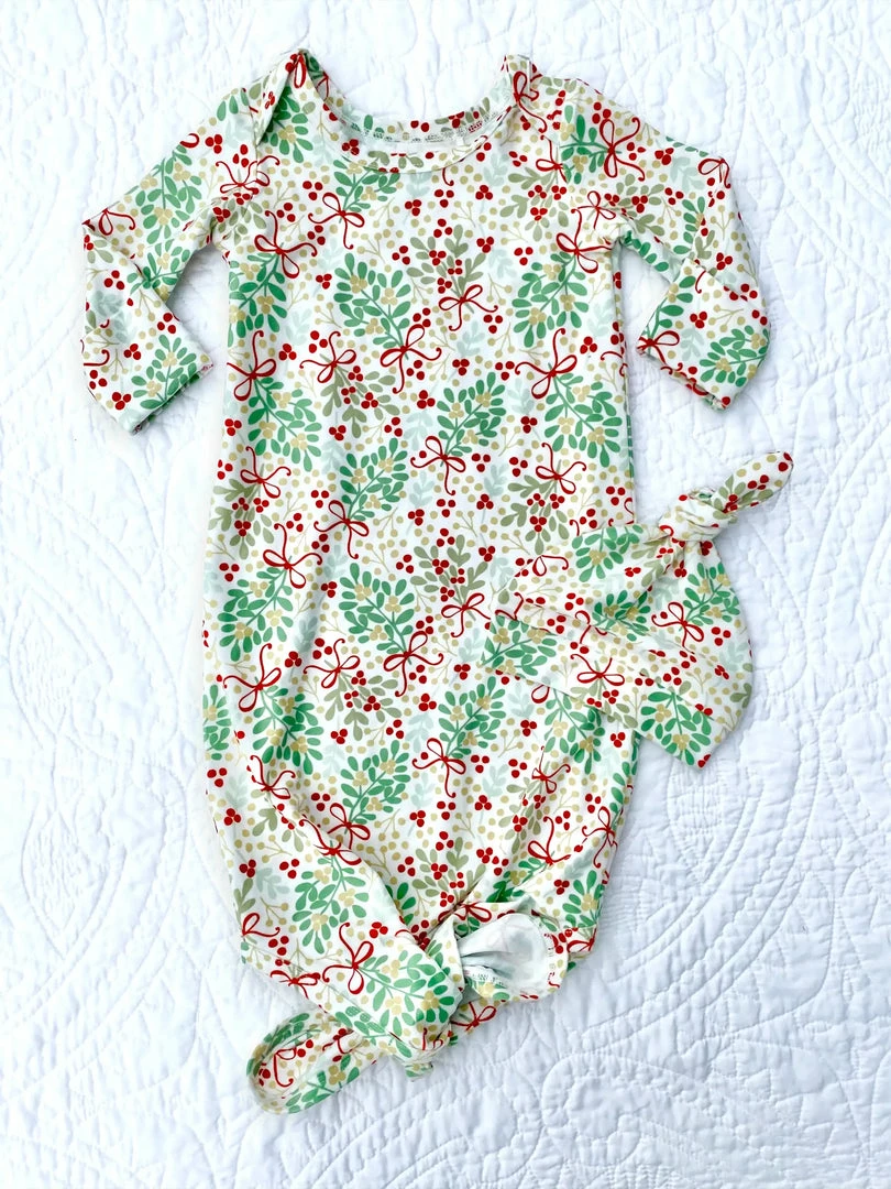 New π Charlies Project Deck The Halls Knotted Gown & Hat Baby Clothes β 3 Charlies Project Deck The Halls Knotted Gown & Hat Baby Clothes