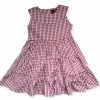 Millie Jay Red Windowpane Tiered Dress Girls