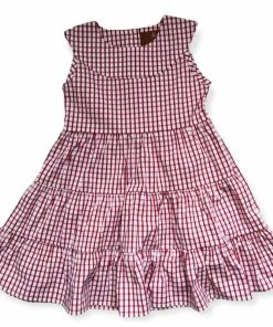 Millie Jay Red Windowpane Tiered Dress Girls