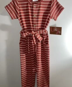 Girls Millie Jay Ivey Mauve Stripe Romper