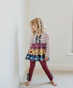 Girls Adorable Sweetness Winter Maroon Ruffle Pant Set