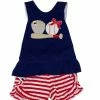 Three Sisters Girls Baseball Applique Short Set