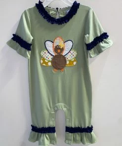 Three Sisters Sage Ruffle Turkey Romper