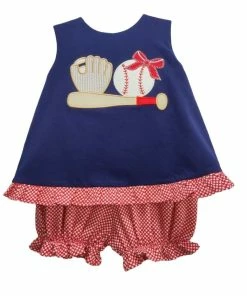 Baby Clothes Three Sisters Girls Baseball Applique Bloomer Set
