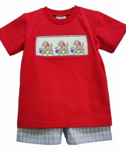 Three Sisters Fetch Boys Smocked Short Set