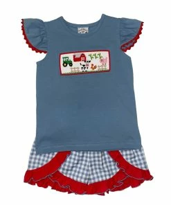 Three Sisters Down On The Farm Girls Short Set