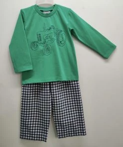 Three Sisters Tractor Check Pant Set Boys