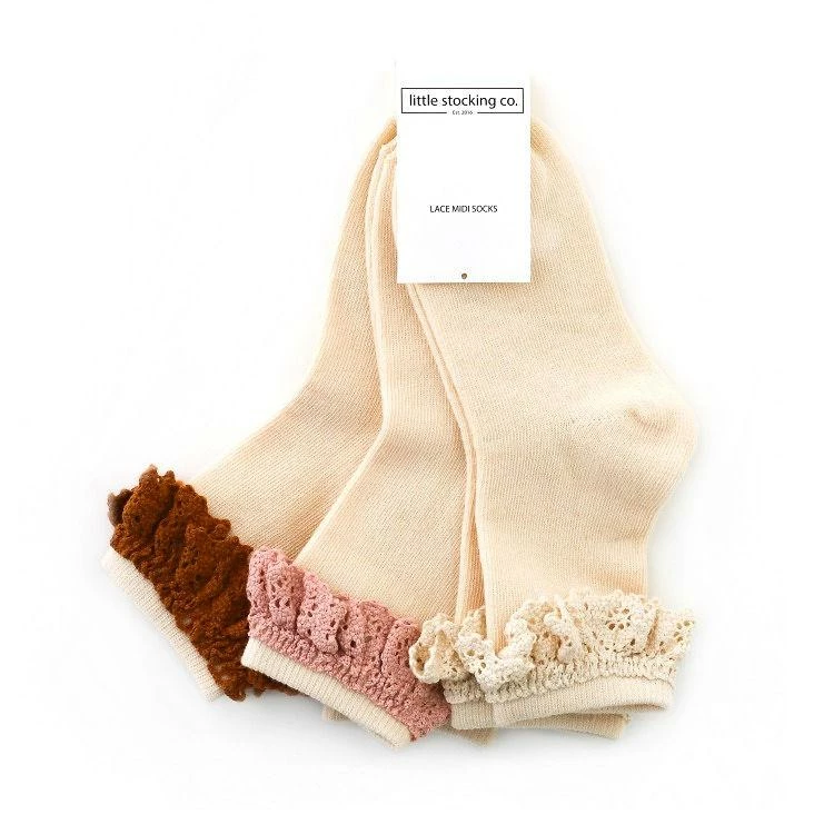 Hot Sale π Little Stockings Company π§ Girls Little Stockings Co 3 Pack Midi Lace Sock π₯ 8 Little Stockings Company Girls Little Stockings Co 3 Pack Midi Lace Sock