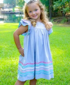 Whoopsie Daisy Girls Three Sisters Lavender Ric Rac Dress