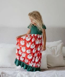 Oopsie Daisy Green Check Santa Pajamas Lounge Gown