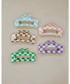 Denim & Daisy Checkerboard Claw Clip