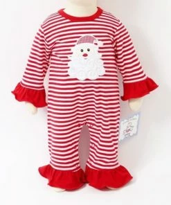 Three Sisters Baby Clothes Three Sister Stripe Santa Ruffle Romper