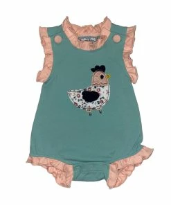 Three Sisters Girls Chicken Applique Sleeveless Bubble